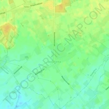 Bovekerke topographic map, elevation, terrain