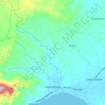 Laiya-Aplaya topographic map, elevation, terrain