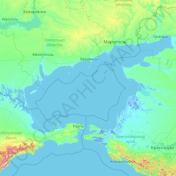 Sea of Azov topographic map, elevation, terrain
