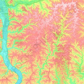 Vernon County topographic map, elevation, terrain