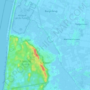 Schoorl topographic map, elevation, terrain