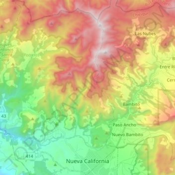 Nueva California topographic map, elevation, terrain