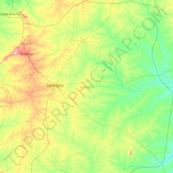 Djougou topographic map, elevation, terrain