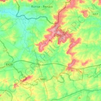 Frasnes-lez-Anvaing topographic map, elevation, terrain