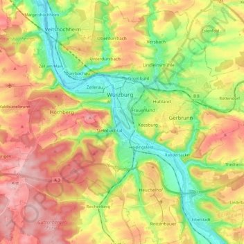 Wurzburgo topographic map, elevation, terrain