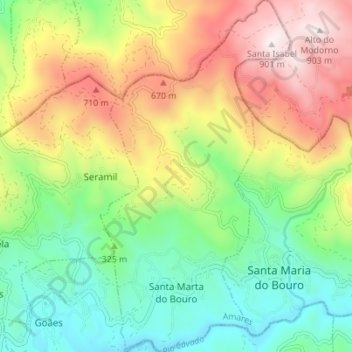 Bouro (Santa Marta) topographic map, elevation, terrain