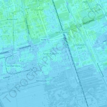 Tanthof-Oost topographic map, elevation, terrain