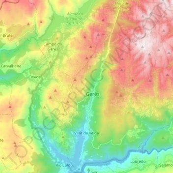 Vilar da Veiga topographic map, elevation, terrain