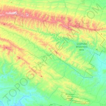 Elands River topographic map, elevation, terrain