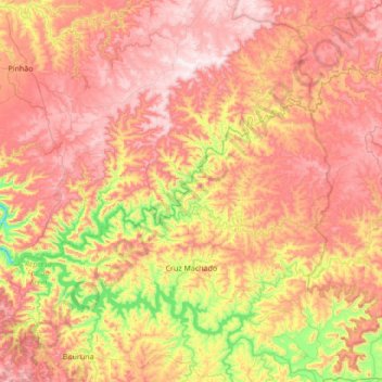 Cruz Machado topographic map, elevation, terrain