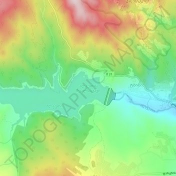 Algeti Reservoir topographic map, elevation, terrain