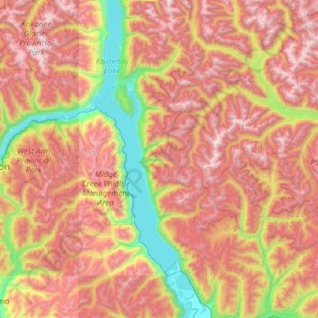 Area A (Wynndel/Crawford Bay/Riondel) topographic map, elevation, terrain