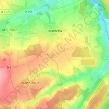 Tournebu topographic map, elevation, terrain