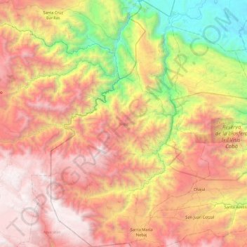 Nebaj topographic map, elevation, terrain