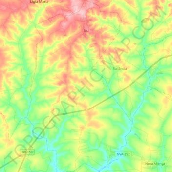 Jaci topographic map, elevation, terrain