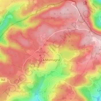 La Montagne topographic map, elevation, terrain