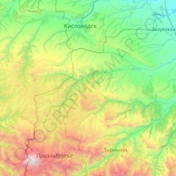 Zolsky District topographic map, elevation, terrain