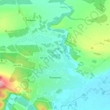 Aginskoye topographic map, elevation, terrain