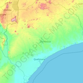 Zambezia Province topographic map, elevation, terrain