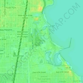 Jackson Park topographic map, elevation, terrain