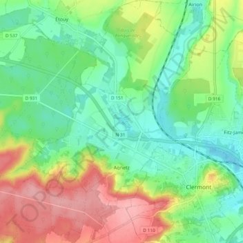 Agnetz topographic map, elevation, terrain