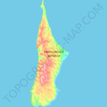 Belkovsky Island topographic map, elevation, terrain