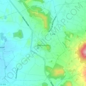 Montoison topographic map, elevation, terrain