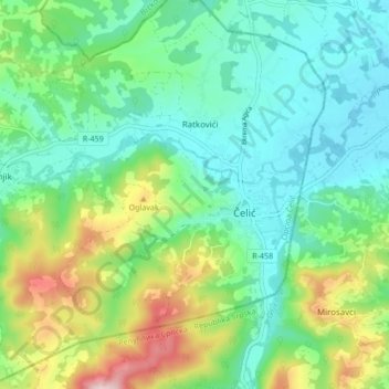 Celic topographic map, elevation, terrain