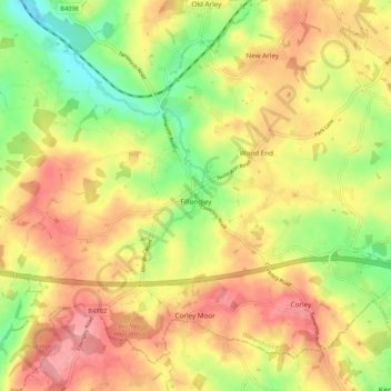 Fillongley CP topographic map, elevation, terrain