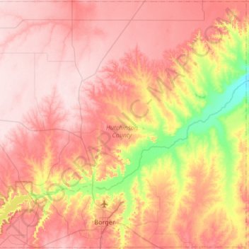 Hutchinson County topographic map, elevation, terrain