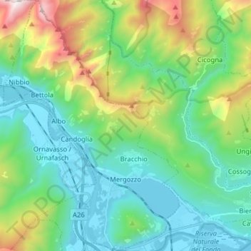 Mergozzo topographic map, elevation, terrain