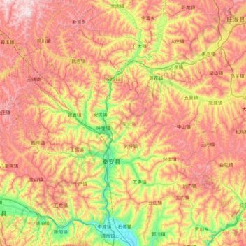 秦安县 topographic map, elevation, terrain