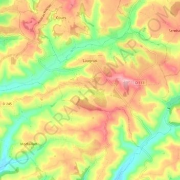 Laugnac topographic map, elevation, terrain
