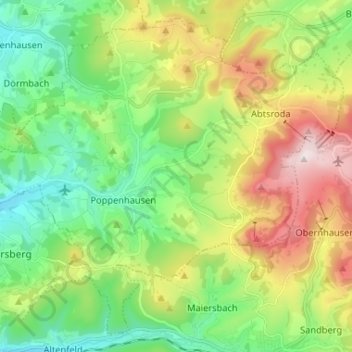 Poppenhausen (Wasserkuppe) topographic map, elevation, terrain