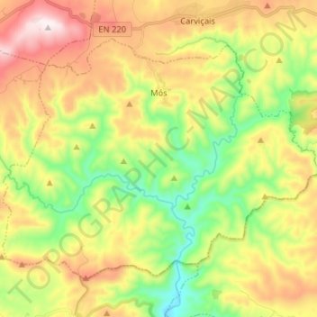 Mós topographic map, elevation, terrain
