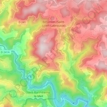 Saint-Julien-Labrousse topographic map, elevation, terrain