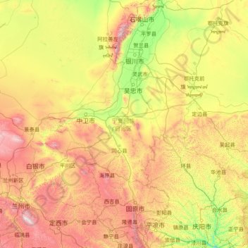 Ningxia topographic map, elevation, terrain