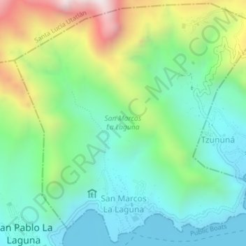 San Marcos La Laguna topographic map, elevation, terrain