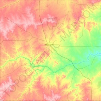 Mason County topographic map, elevation, terrain