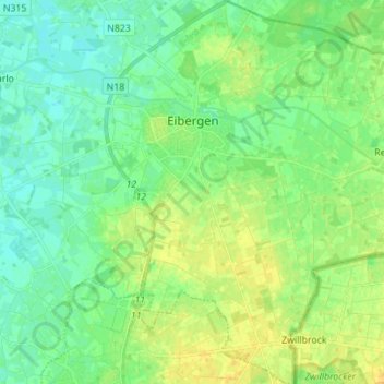 Eibergen topographic map, elevation, terrain