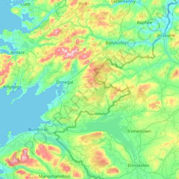 Donegal Municipal District topographic map, elevation, terrain