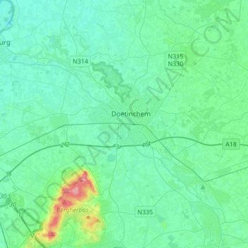 Doetinchem topographic map, elevation, terrain