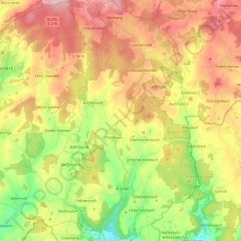 Birstein topographic map, elevation, terrain