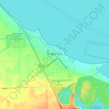 Rogers City topographic map, elevation, terrain