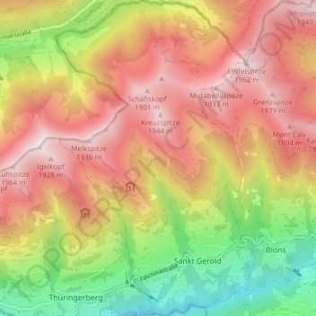 Gemeinde Sankt Gerold topographic map, elevation, terrain