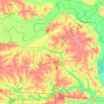Saline County topographic map, elevation, terrain