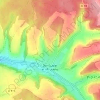 Dombasle-en-Argonne topographic map, elevation, terrain