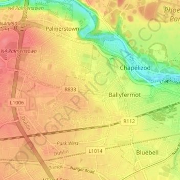 Dublin 10 topographic map, elevation, terrain