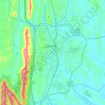 Dalton topographic map, elevation, terrain