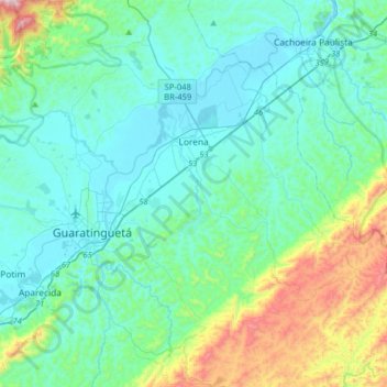 Lorena topographic map, elevation, terrain